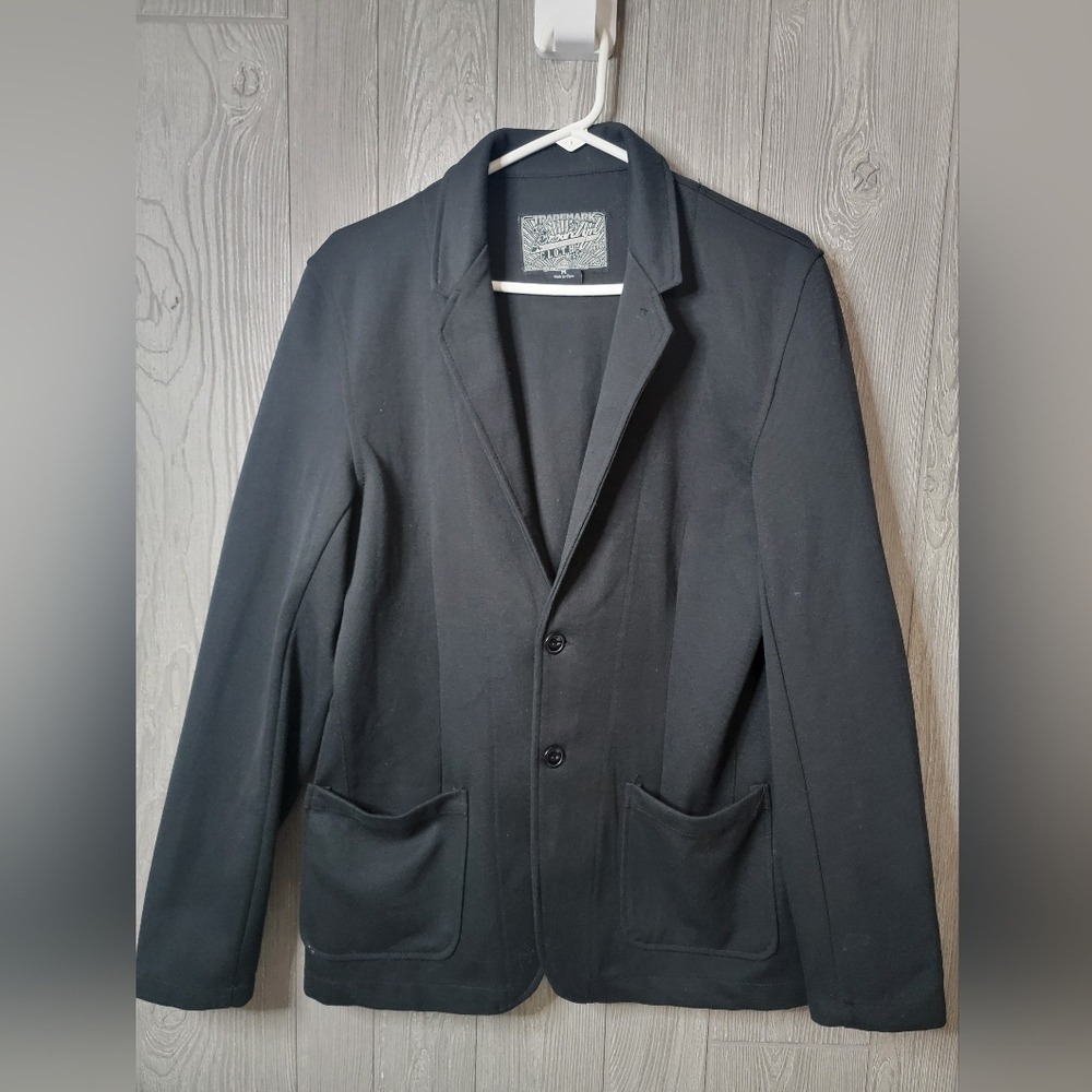 ♡Brooklyn Cloth Mens Black Knit Blazer‎ Jacket Size Medium Two Button on sleeve.